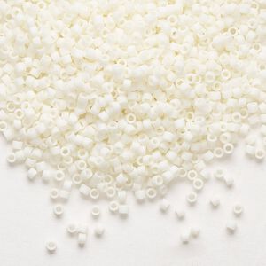 Seed bead, Delica&reg;, glass, pkg/250g, #11 round, opaque matte glazed luster cream (DB-0352).