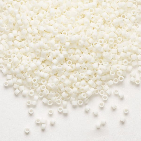 Seed bead, Delica&reg;, glass, pkg/250g, #11 round, opaque matte glazed luster cream (DB-0352). image number 0