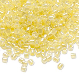 Seed bead, Delica&reg;, glass, pkg/7.5g, #8 round, opaque inside dyed color luster light lemon ice (DBL-0232).