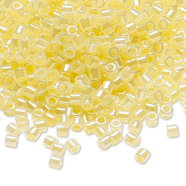 Seed bead, Delica&reg;, glass, pkg/7.5g, #8 round, opaque inside dyed color luster light lemon ice (DBL-0232). image number 0