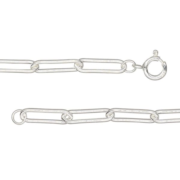 Chain 1pkg1 sterling silver paperclip, 3.8mm / springring clasp, 20 inch image number 0