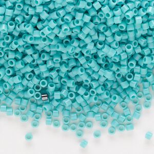 Seed bead, Delica&reg;, glass, pkg/250g, #10 round, opaque turquoise green (DBM-0729).