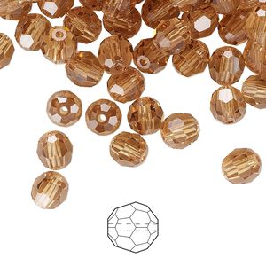 Bead 288pk light Colorado topaz, Preciosa Czech crystal 6mm round