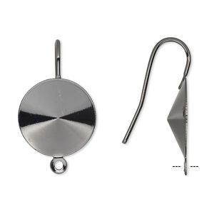 Ear wire 1pkg10 Almost Instant Jewelry&reg;, 22mm / 16mm rivoli glue-in setting, 18-20 gauge gunmetal-finished brass 5 pair