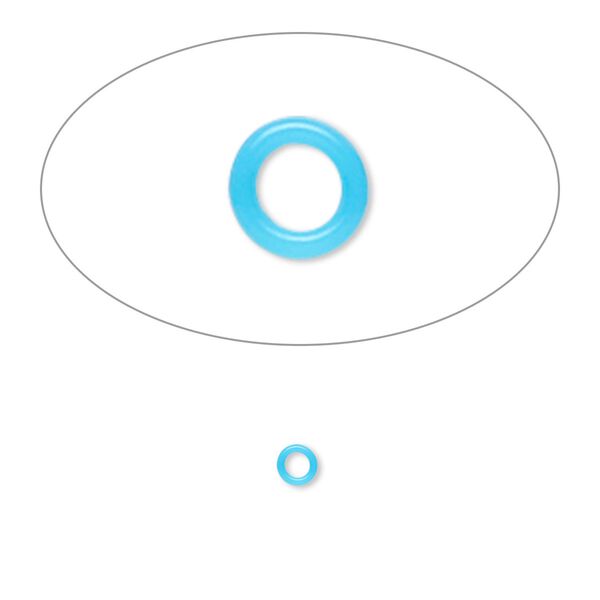 Component, Oh! Ring&trade;, silicone, neon blue, 3mm round with 2mm hole. Sold per pkg of 1,000. image number 0