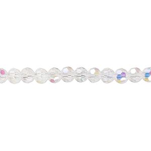 Bead 1pk 32 facets transparent clear AB, Celestial Crystal&reg; 4mm round 15.5-16 inch
