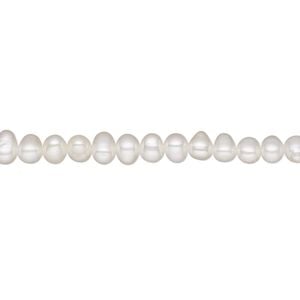 Pearl, White Lotus&trade;, cultured freshwater (bleached), white, 4-4.5mm semi-round, B grade, Mohs hardness 2-1/2 to 4. Sold per 15-1/2" to 16" strand.