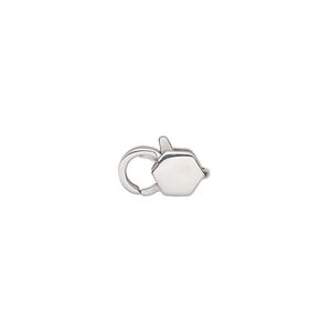 Clasp lobster claw 1pkg1, 12x6.5mm 2-sided, stainless steel 1-strand