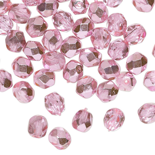 Bead 1pkg1200 Czech fire-polished glass, opaque to translucent metallic bubblegum, 6mm faceted round. 1 mass. image number 0