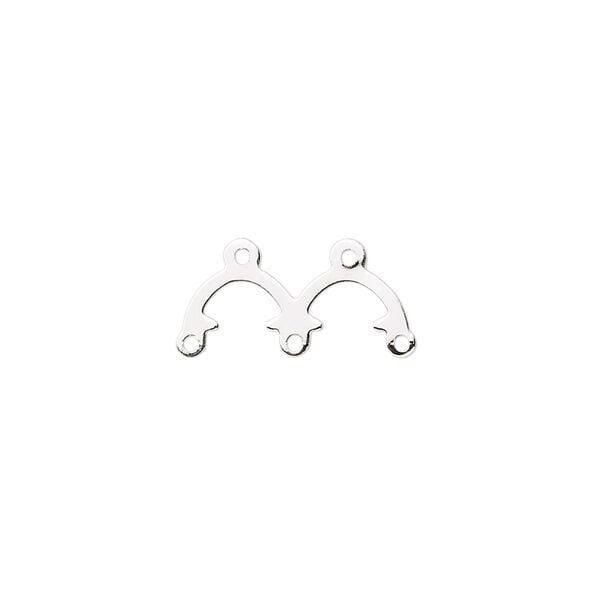 Connector, silver-plated brass, 16x5mm, 2-to-3 loops. Sold per pkg of 100. image number 0