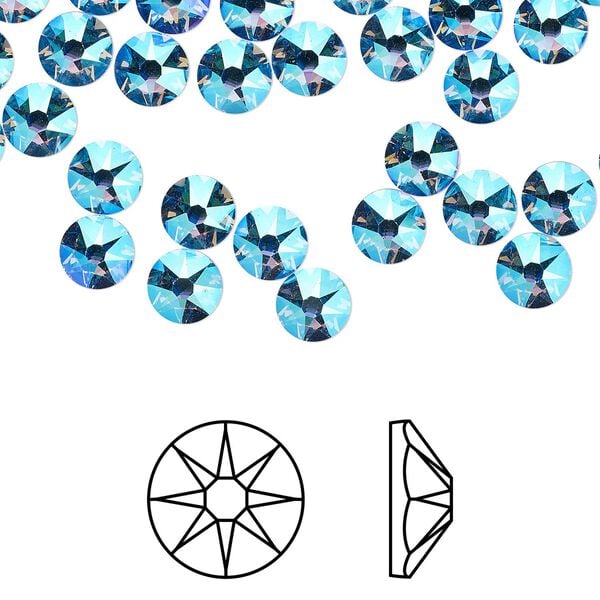 Flat back 1440pk light sapphire shimmer foil back, Swarovski&reg; 4.6-4.8mm rose round SS20 2088 image number 0