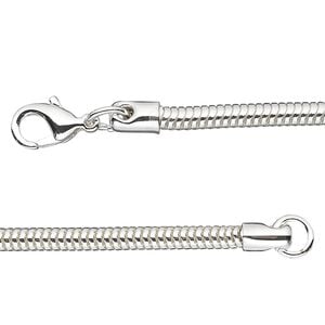 Chain 1pkg1 silver-plated snake, 3.2mm / lobster claw clasp, Dione&reg; brass 18 inch