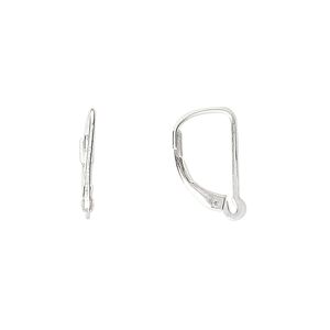 Ear wire leverback 1pkg2 sterling silver, 15mm / split loop, 1 pair