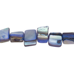 Mother-of-pearl shell 1pkg1, triangle tube bead 14 inch royal blue 7x6mm-13x9mm