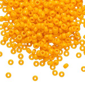 Seed bead, Miyuki, glass, pkg/50g, #8 rocaille, opaque mandarin orange, (RR-405).