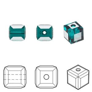 Bead 6pk emerald, Crystal Passions&reg; 8mm cube 5601