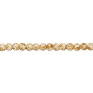 Bead, Czech glass druk, opaque tortoise granite, 4mm round. Sold per 15-1/2" to 16" strand.