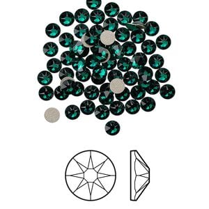 Flat back 144pk emerald foil back, Crystal Passions&reg; 3-3.2mm rose round SS12 2088