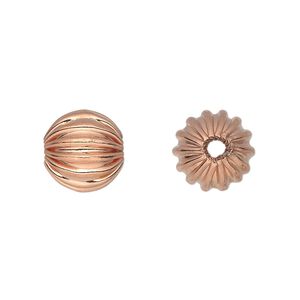 Bead 1pkg8 copper, 12mm corrugated round