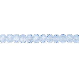 Bead, Czech fire-polished glass, sapphire blue, 5x4mm faceted rondelle. Sold per 15-1/2" to 16" strand.