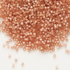 Seed bead, Delica&reg; 1pkg50g glass, #11 round, translucent silver-lined peach / outside dyed (DB-0622)