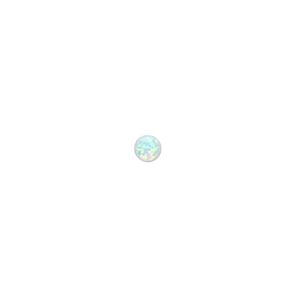 Cabochon, "opal" (silica and epoxy) (man-made), white, 4mm calibrated round. Sold per pkg of 4.