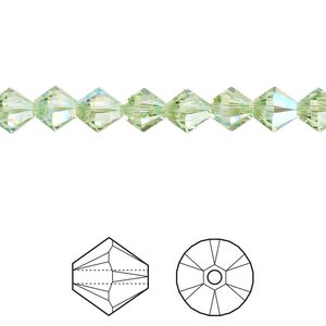 Bead 24pk peridot shimmer, Crystal Passions&reg; 6mm bicone 5328