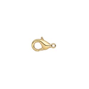Clasp lobster claw 1pkg500 gold-plated "pewter" (zinc alloy), 10x6mm 1-strand