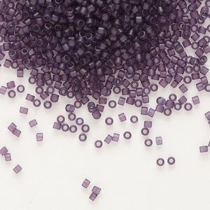 Seed bead, Delica&reg; 1pkg250g glass, #11 round, translucent matte plum aqua / outside dyed (DB-0782)