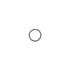 Jump ring 1pkg100 silver-plated, 8mm twisted round, 20 gauge / 6.7mm inside diameter / brass / antique