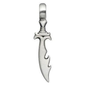 Pendant, pewter (tin-based alloy), 55x13mm double-sided dagger. Sold individually.