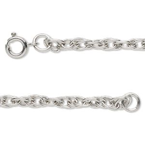 Chain 1pkg1 rope, 4mm double / springring clasp, antique silver-finished steel 23 inch