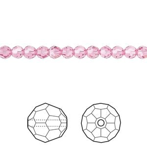Bead 12pk rose, Crystal Passions&reg; 4mm round 5000