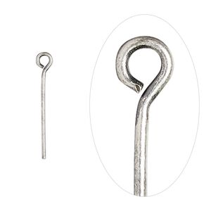 Eye pin 1pkg500 silver-plated, 0.75 inch, 21 gauge brass antique