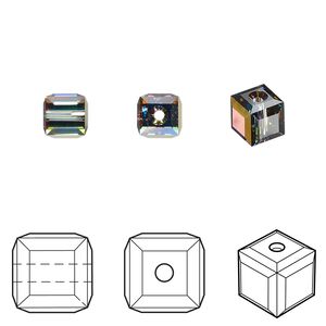 Bead 144pk crystal vitrail medium, Swarovski&reg; 6mm cube 5601