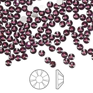 Flat back 144pk amethyst foil back, Preciosa MAXIMA Czech crystal hotfix rhinestone 3-3.2mm chaton rose round SS12