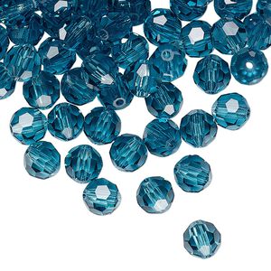 Bead 144pk indicolite, Preciosa Czech crystal 6mm round