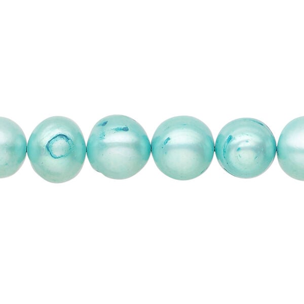 Freshwater pearl 1pkg1, semi-round, 15 inch aqua 10-11mm cultured image number 0