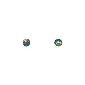 Bead, "opal" (silica and epoxy) (man-made), multicolored, 4mm round. Sold per pkg of 2.