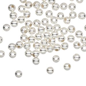Bead 1pkg500 silver-plated, 4mm round, steel