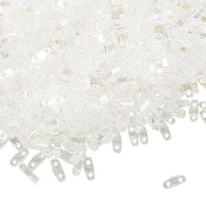 Seed bead, TILA&reg;, glass, pkg/250g, 5x1.2mm quarter tila rectangle, translucent rainbow crystal clear, (QTL-250).