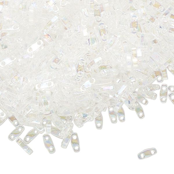 Seed bead, TILA&reg;, glass, pkg/250g, 5x1.2mm quarter tila rectangle, translucent rainbow crystal clear, (QTL-250). image number 0