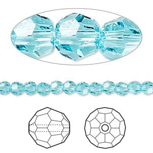 Bead 12pk light turquoise, Crystal Passions&reg; 4mm round 5000