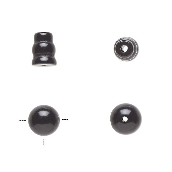 Black onyx 2pkg2, T-drilled round / cone bead 8mm / 8x5mm-9x6mm image number 0