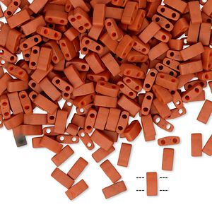 Seed bead, TILA&reg;, glass, pkg/250g, 5x2.3mm half tila rectangle, opaque matte dark orange, (HTL-2315).