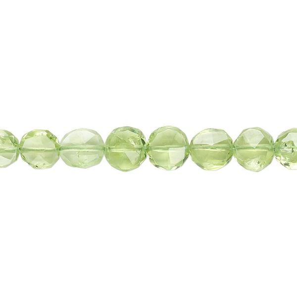 Peridot 1pkg1, hand-cut faceted flat round bead natural 15.5-16 inch 5mm image number 0