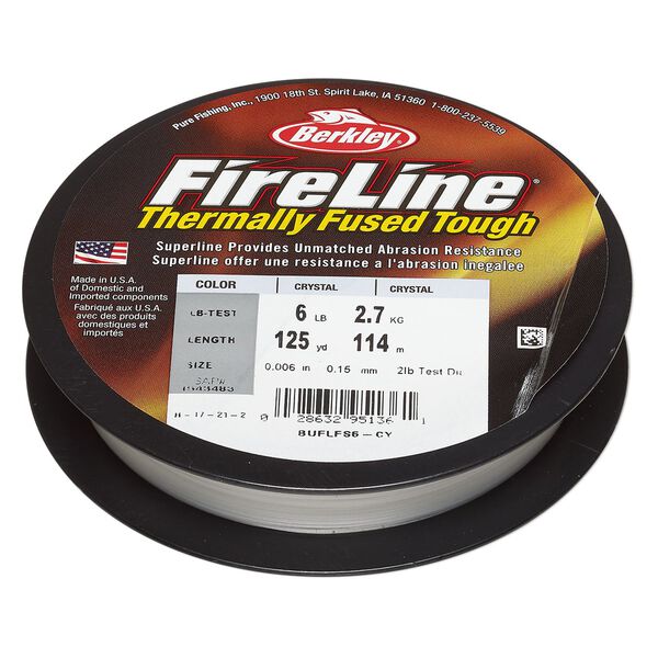 Thread, Berkley&reg; FireLine&reg;, high-modulus polyethylene, 8-fiber braid, crystal, 0.15mm diameter, 6-pound test. Sold per 125-yard spool. image number 0