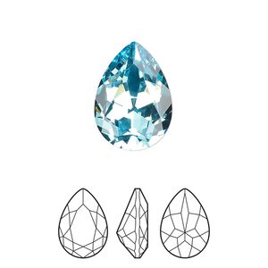 Fancy stone 1pk aqua bohemica foil back, Preciosa MAXIMA Czech crystal rhinestone 18x13mm pear