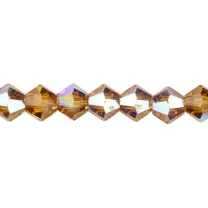 Bead 1pk transparent gold AB, Celestial Crystal&reg; 8mm bicone 15.5-16 inch