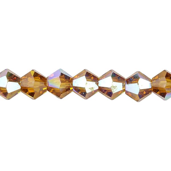 Bead 1pk transparent gold AB, Celestial Crystal&reg; 8mm bicone 15.5-16 inch image number 0